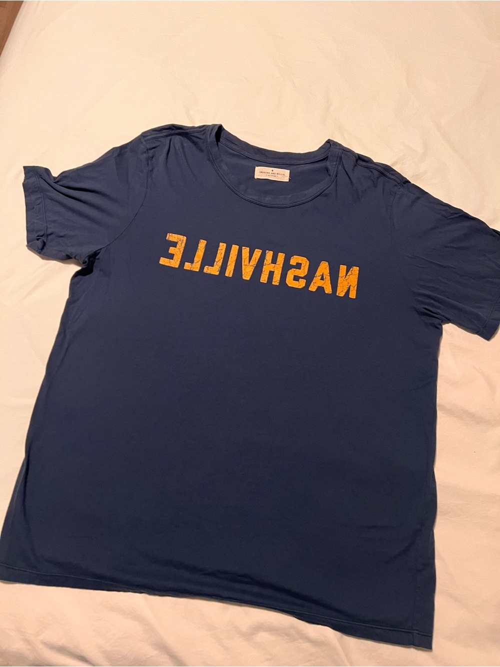 imogene + willie Navy T-Shirt with Yellow Nashville Print
